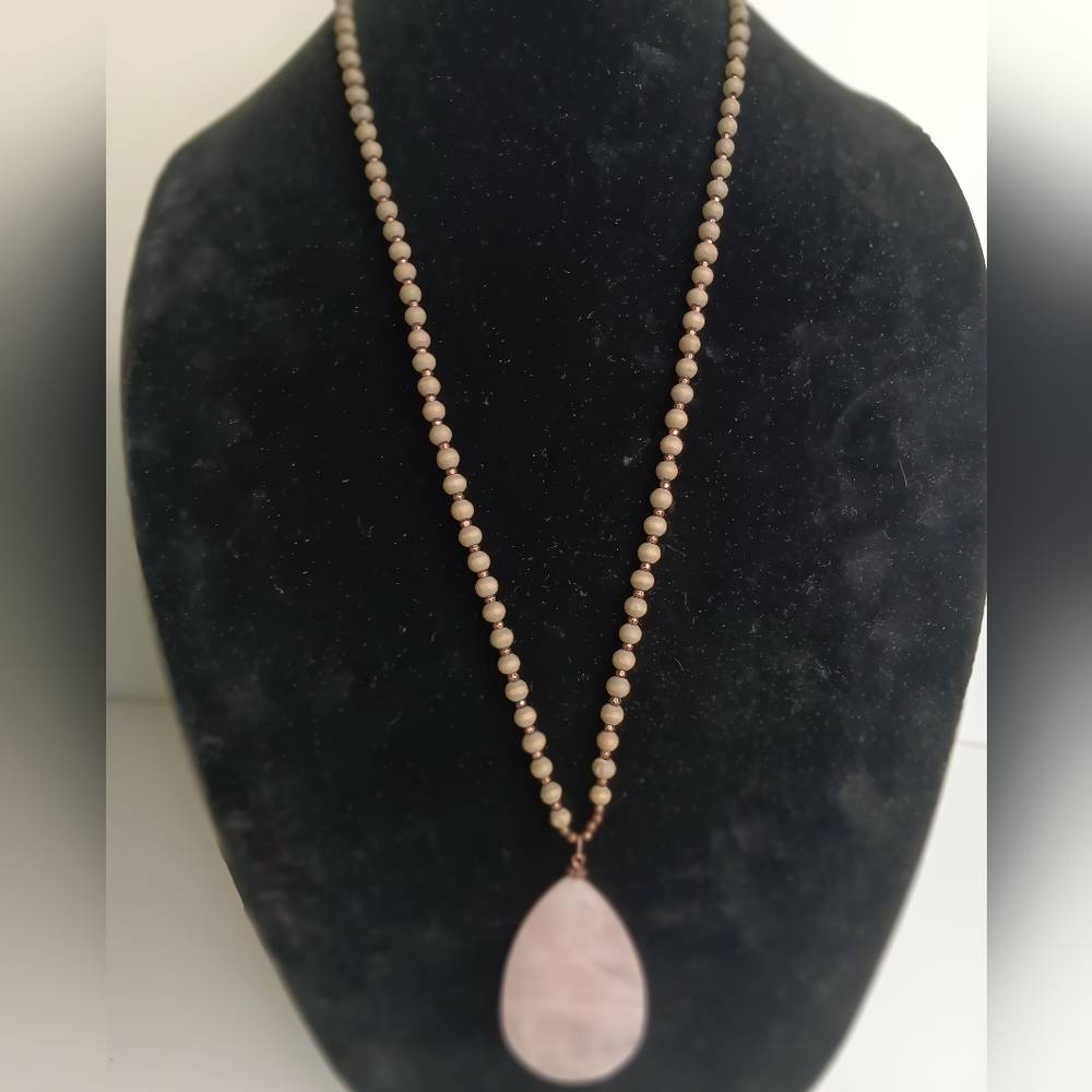 Charming Charlie Beaded Necklace with Pink Pendant